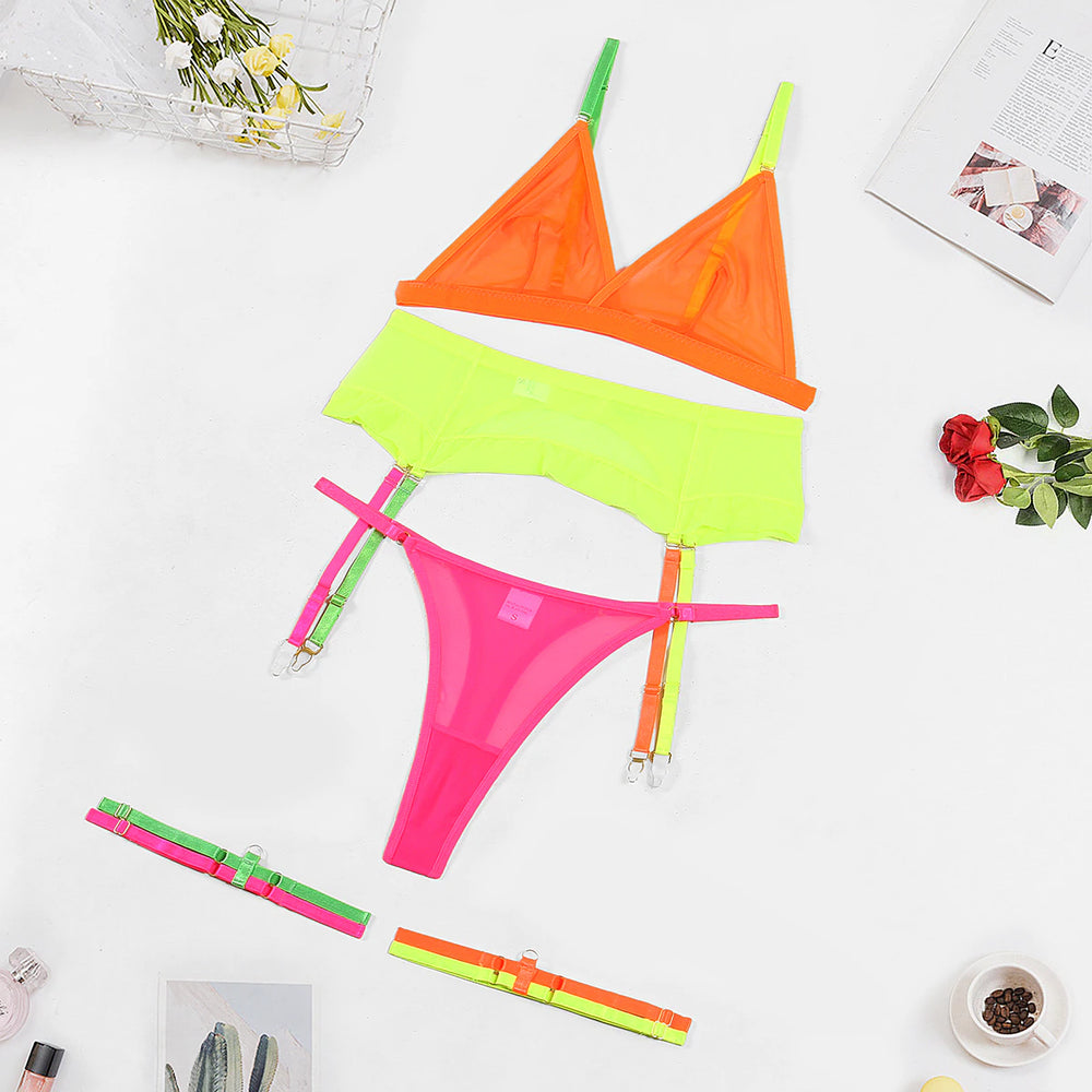 Multi Neon Lingerie Set