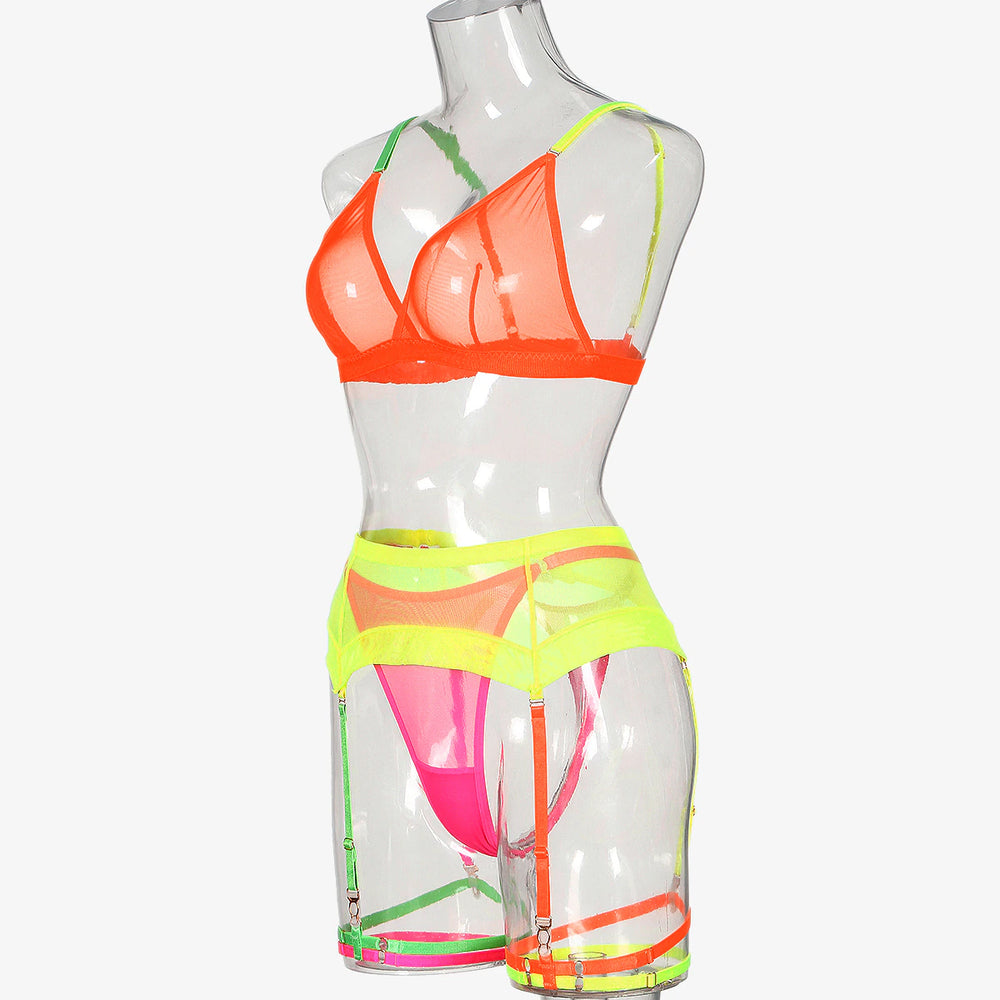 Multi Neon Lingerie Set