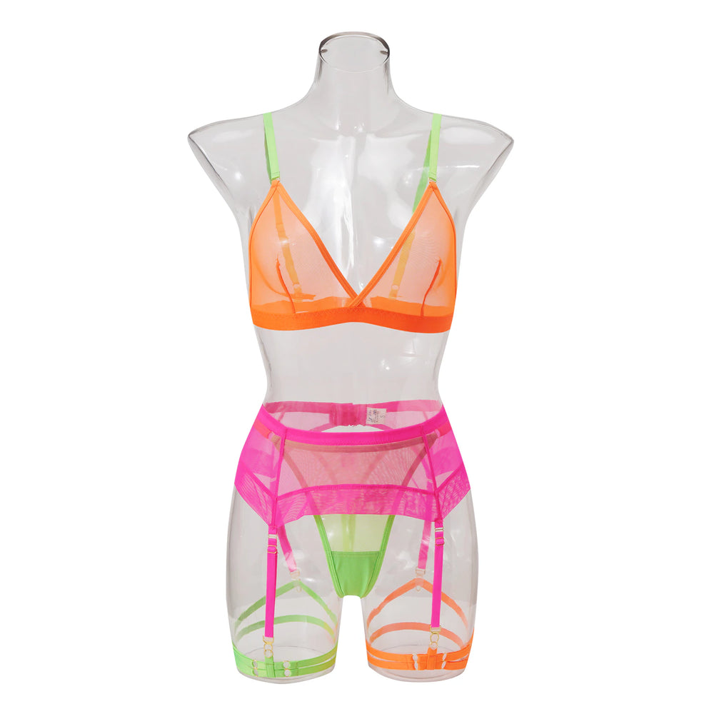 Multi Neon Lingerie Set